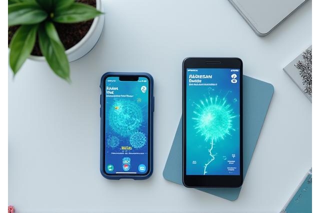 Smartphone et tablette affichant la même application d'apprentissage du français, symbolisant la synchronisation.